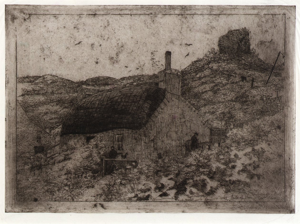 Cabaña del pescador en la colina--Isla de Man de J. Alden Weir