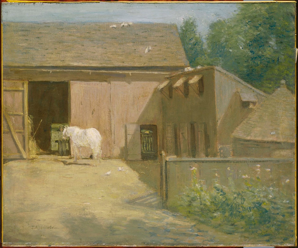 Corral de granja de Nueva Inglaterra de J. Alden Weir