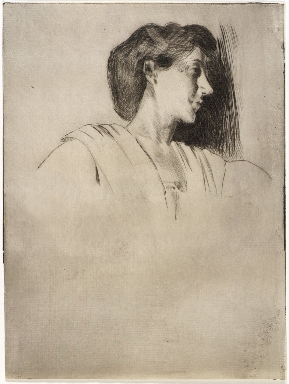 Estudio de la cabeza de una mujer de perfil de J. Alden Weir