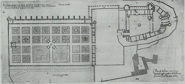Plano de los jardines cerrados y Chateau de Gaillon, de 