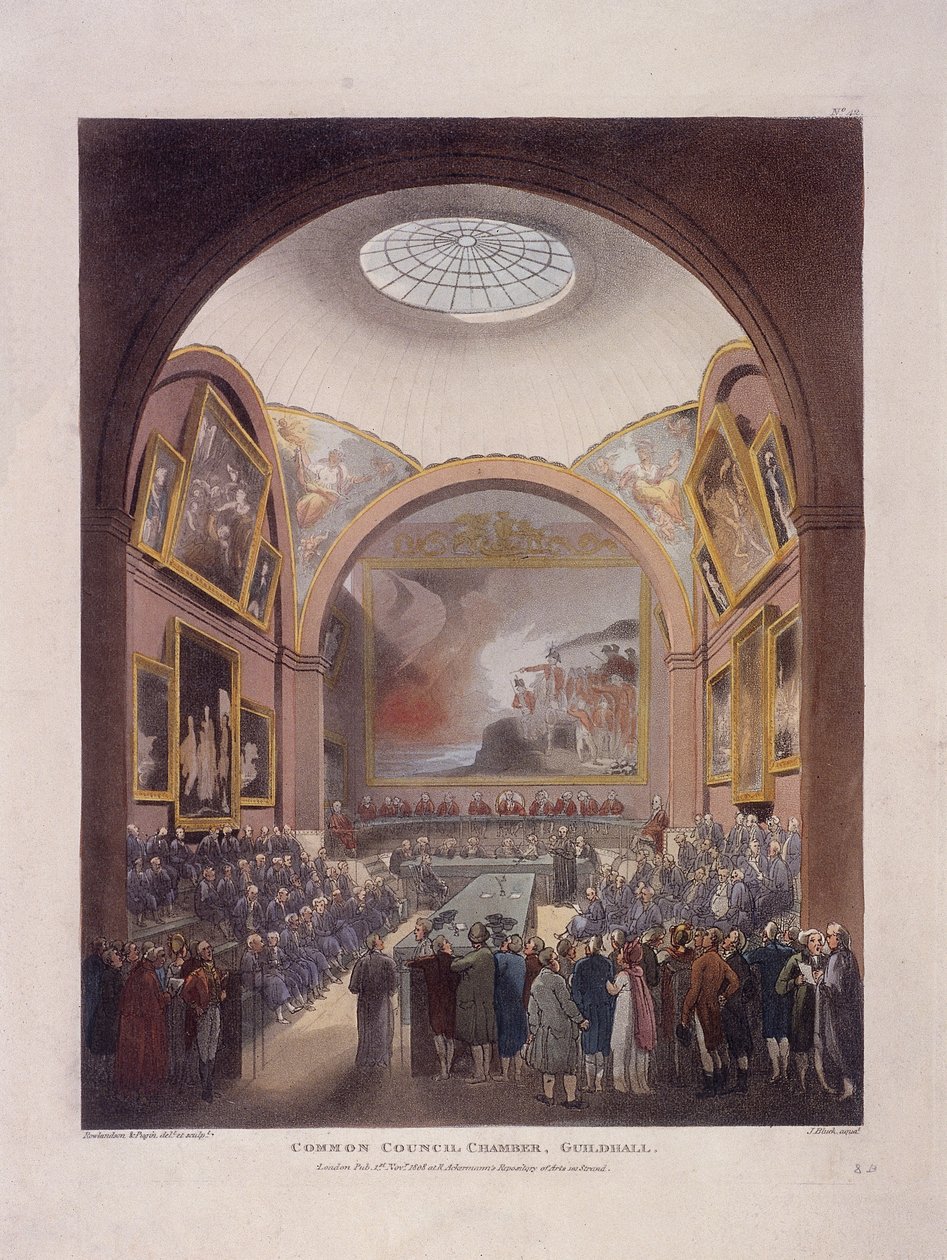 Sala del Consejo del Guildhall, Londres, 1808 de J Bluck