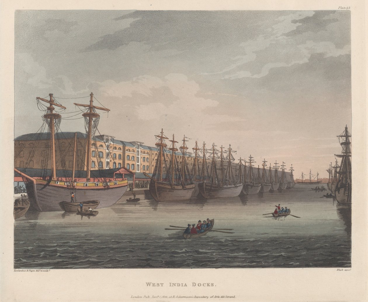 West India Docks, 1 de enero de 1810 de J. Bluck