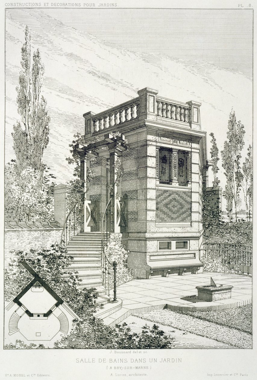 Sala de baños, de un volumen de diseños de varios arquitectos, pub. Morel & Cie, París de J. Boussard