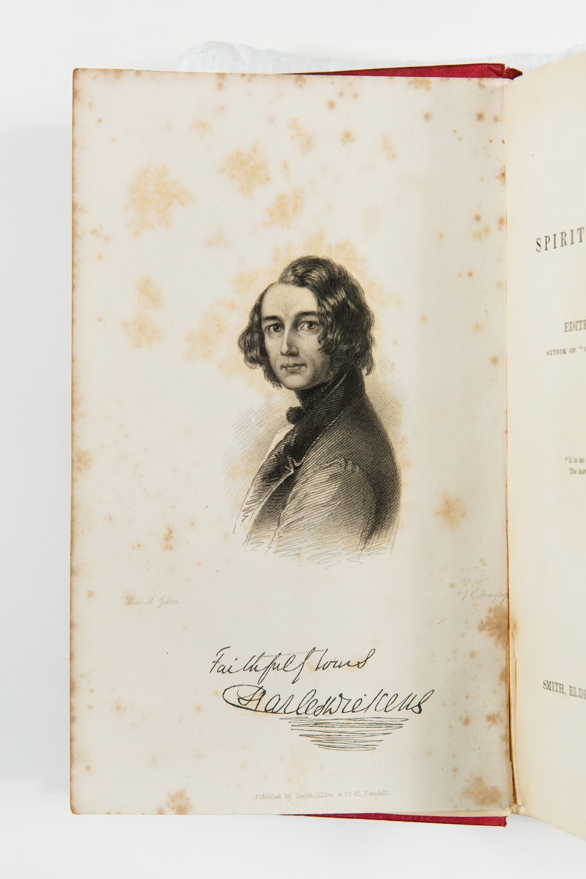 Grabado de Charles Dickens en Un Nuevo Espíritu de la Época 1844 de J. C. Armytage