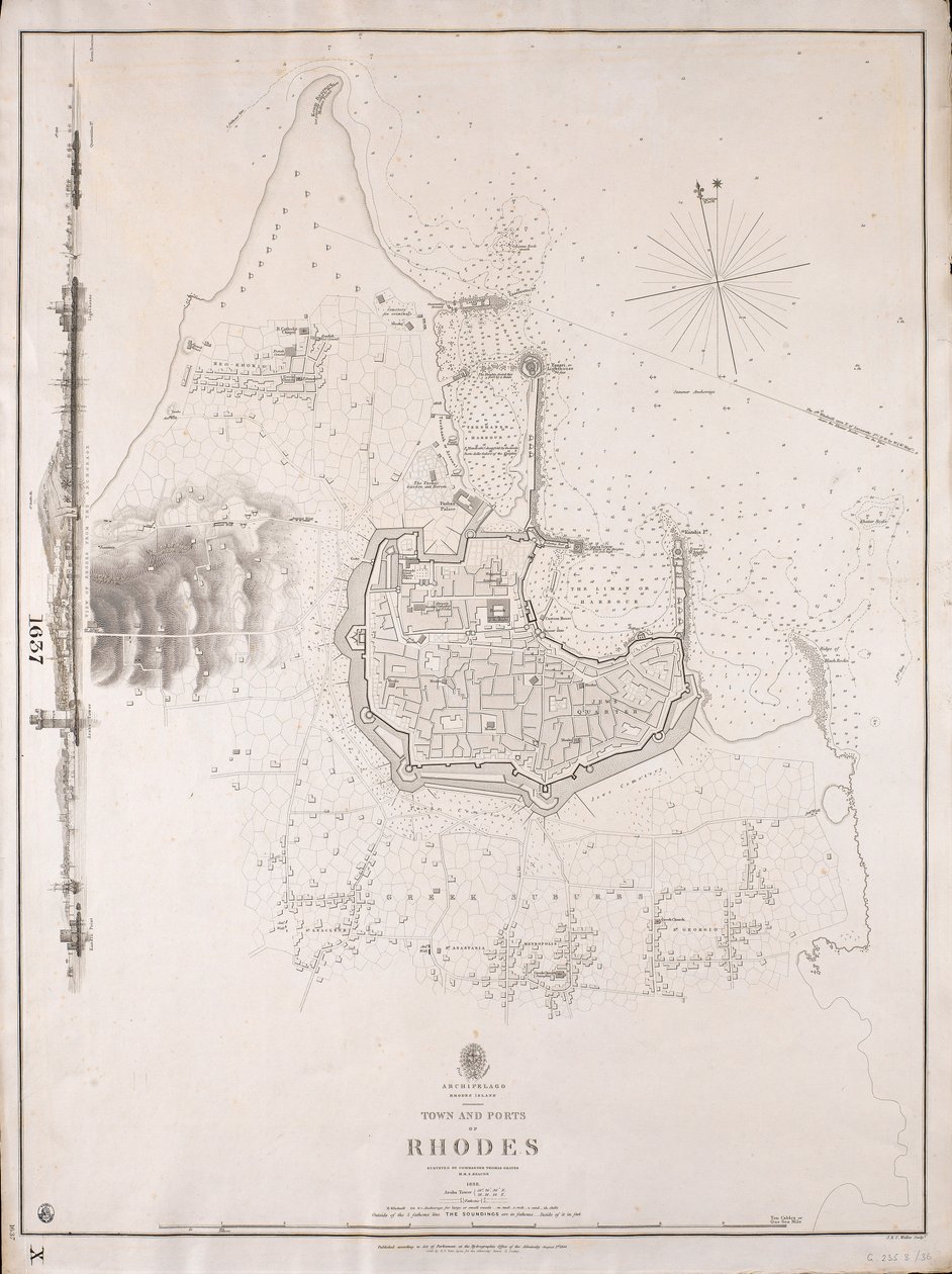 Archipiélago, isla de Rodas, ciudad y puertos de Rodas inspeccionados por el comandante Thomas Graves, HMS "Beacon" 1838 de J. & C. Walker