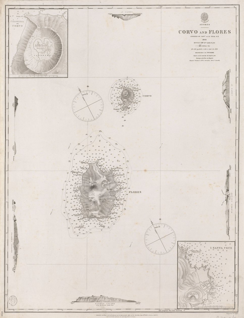 Azores Corvo y Flores. Surveyed by Capt. A.T.E Vidal R.N 1844.
