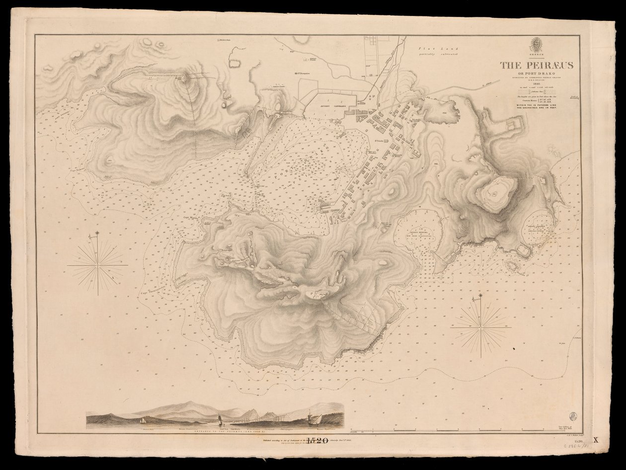 Grecia, el Peiraeus o Puerto Drako inspeccionado por el Comandante Thomas Graves, H.M.S. Beacon 1840 de J. & C. Walker
