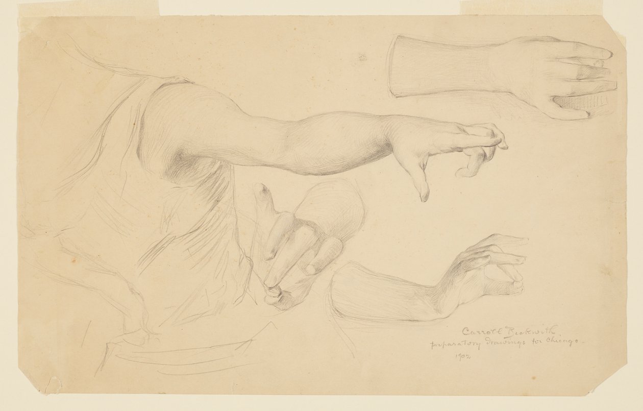 Estudios de manos para la cúpula del Edificio de Manufacturas y Artes Liberales, Exposición Mundial Colombina, Chicago, IL de J. Carroll Beckwith