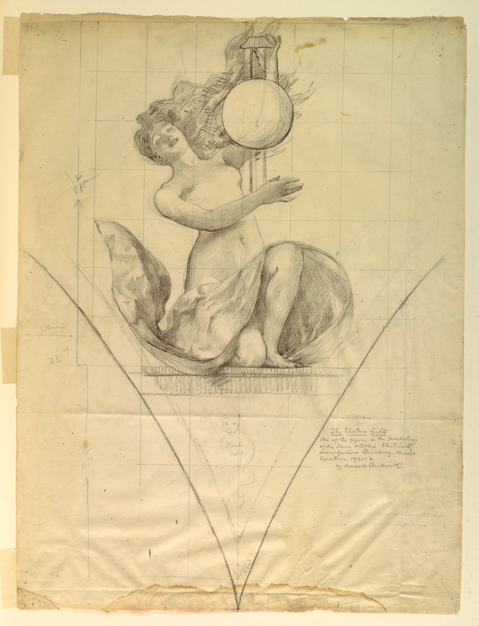 La luz eléctrica, estudio para el Edificio de Manufacturas y Artes Liberales, Exposición Mundial Colombina, Chicago, IL de J. Carroll Beckwith
