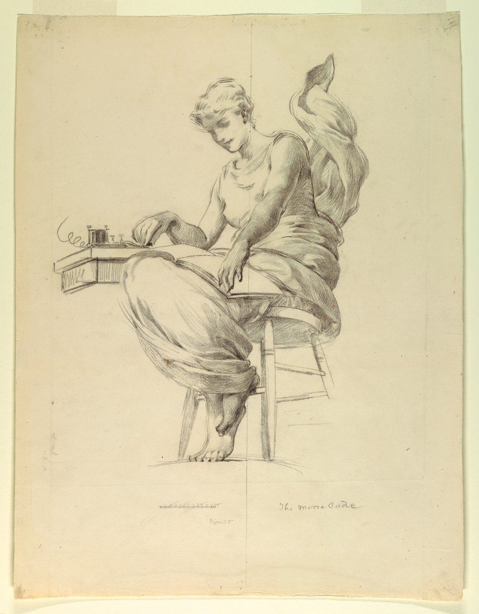 El código Morse, estudio para "La electricidad aplicada al comercio," Manufacturas y Edificio de Artes Liberales, Exposición Mundial Colombina, Chicago, IL de J. Carroll Beckwith
