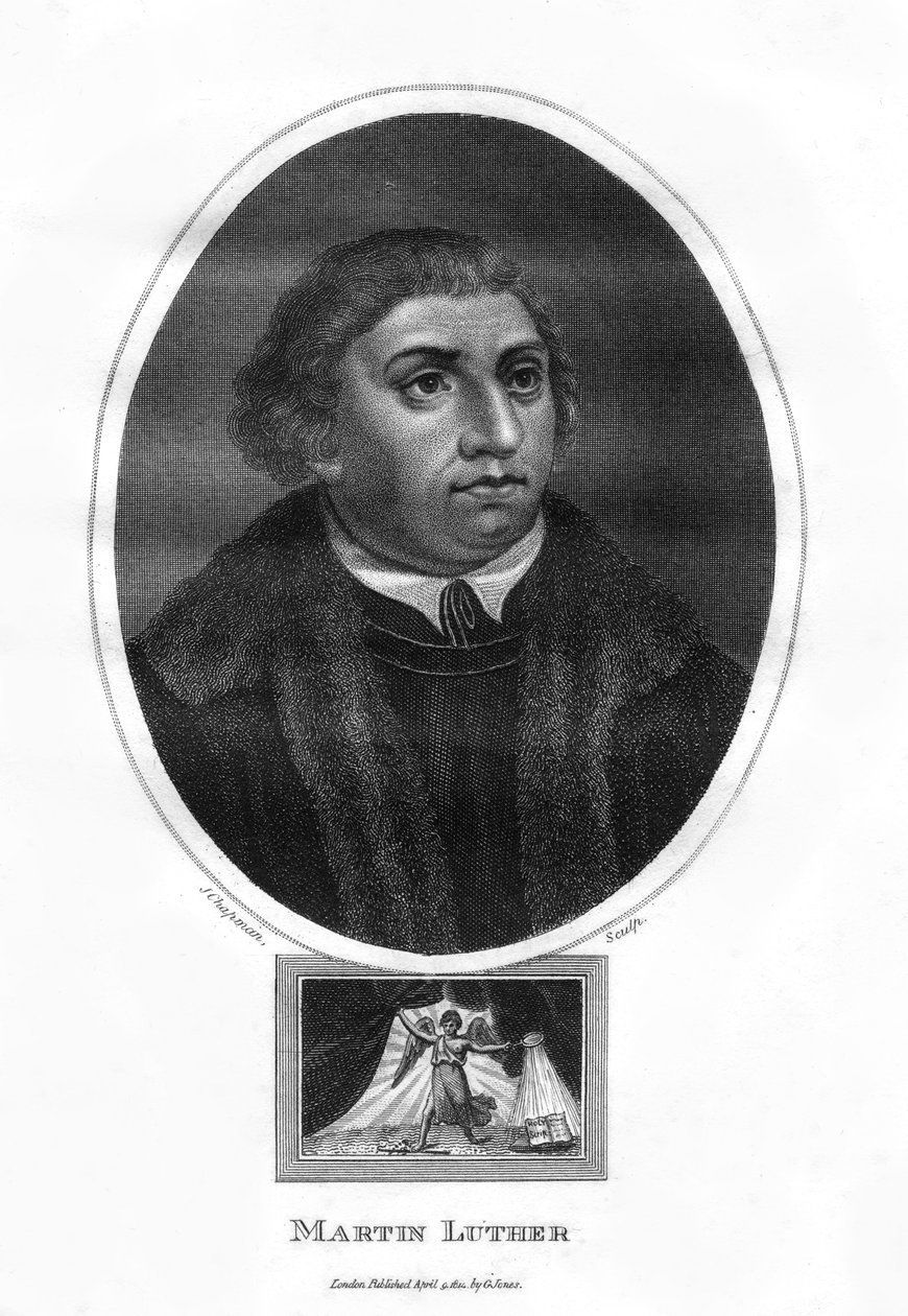 Martín Lutero, teólogo alemán, monje agustino y reformador eclesiástico, 1814 de J. Chapman