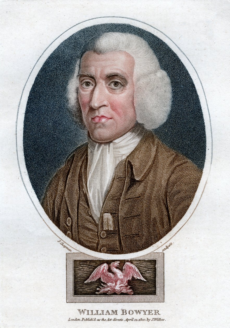 William Bowyer, impresor y editor literario inglés del siglo XVIII, 1800 de J. Chapman