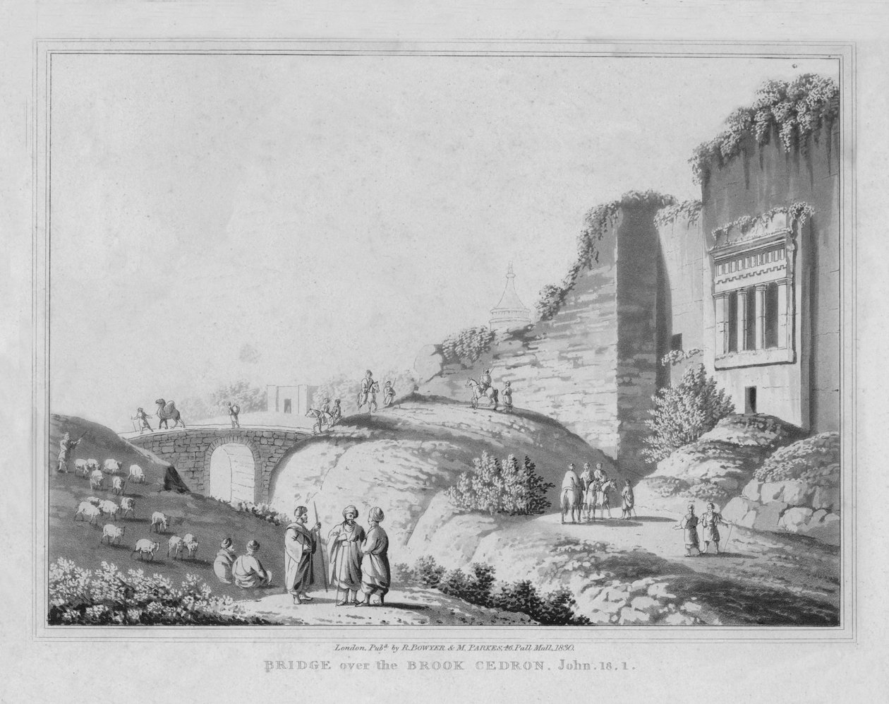 Puente sobre el arroyo Cedrón. Juan, 18.1, 1830 de J. Clarke