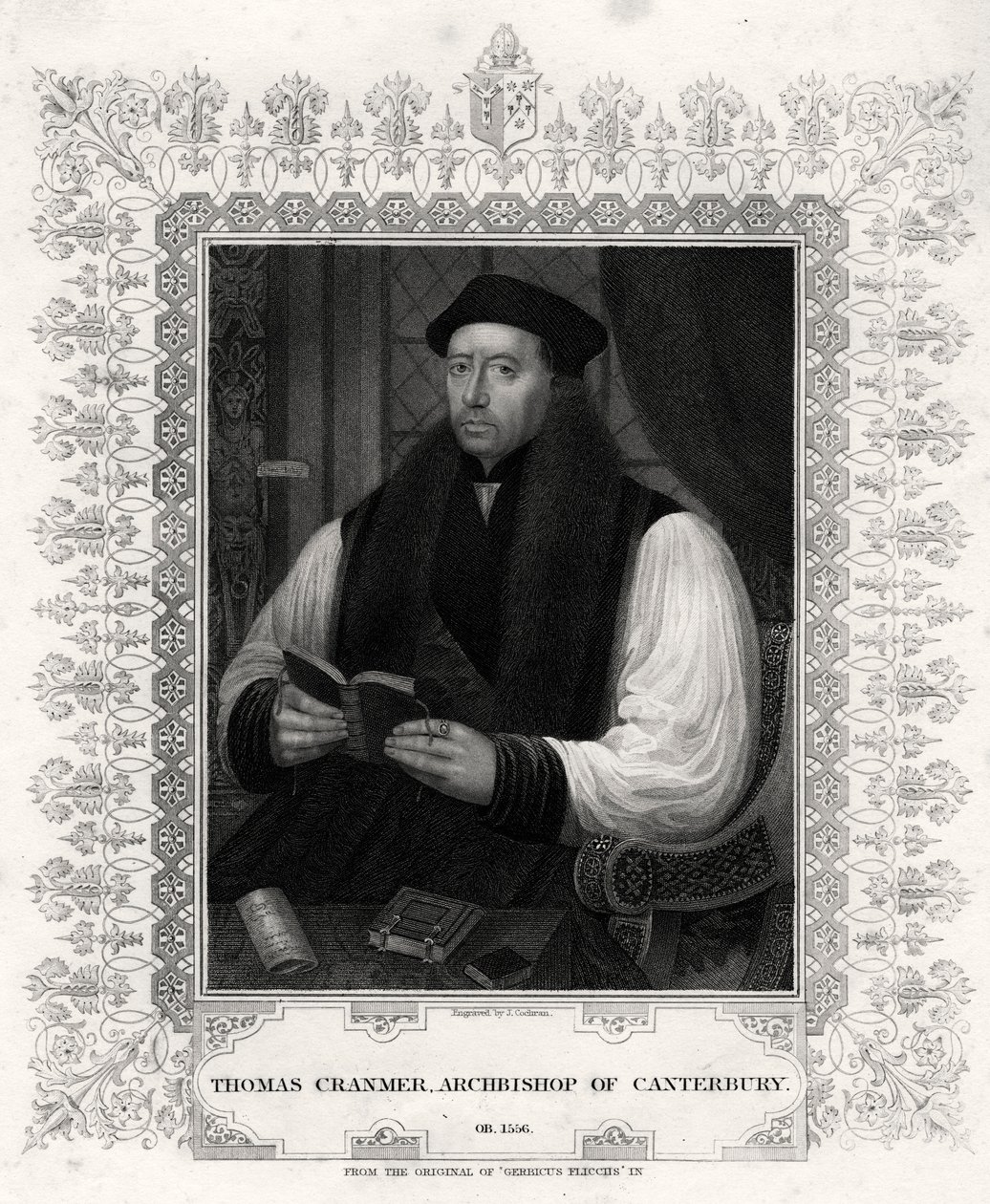Thomas Cranmer, Arzobispo de Canterbury, siglo XIX de J. Cochran
