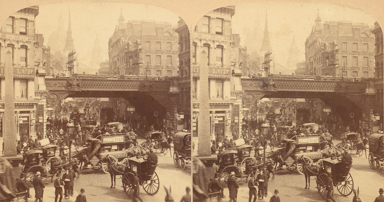Grupo de 4 vistas estereográficas de Ludgate Hill, Londres, Inglaterra, 1850s-1910s de J F Jarvis