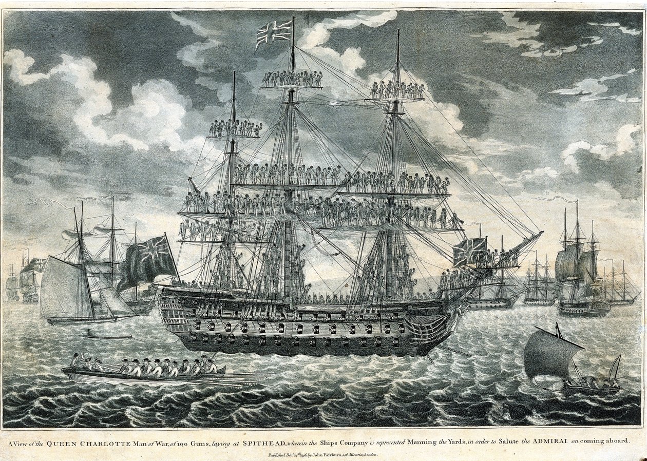 Vista del buque de guerra Queen Charlotte de J. Fairburn