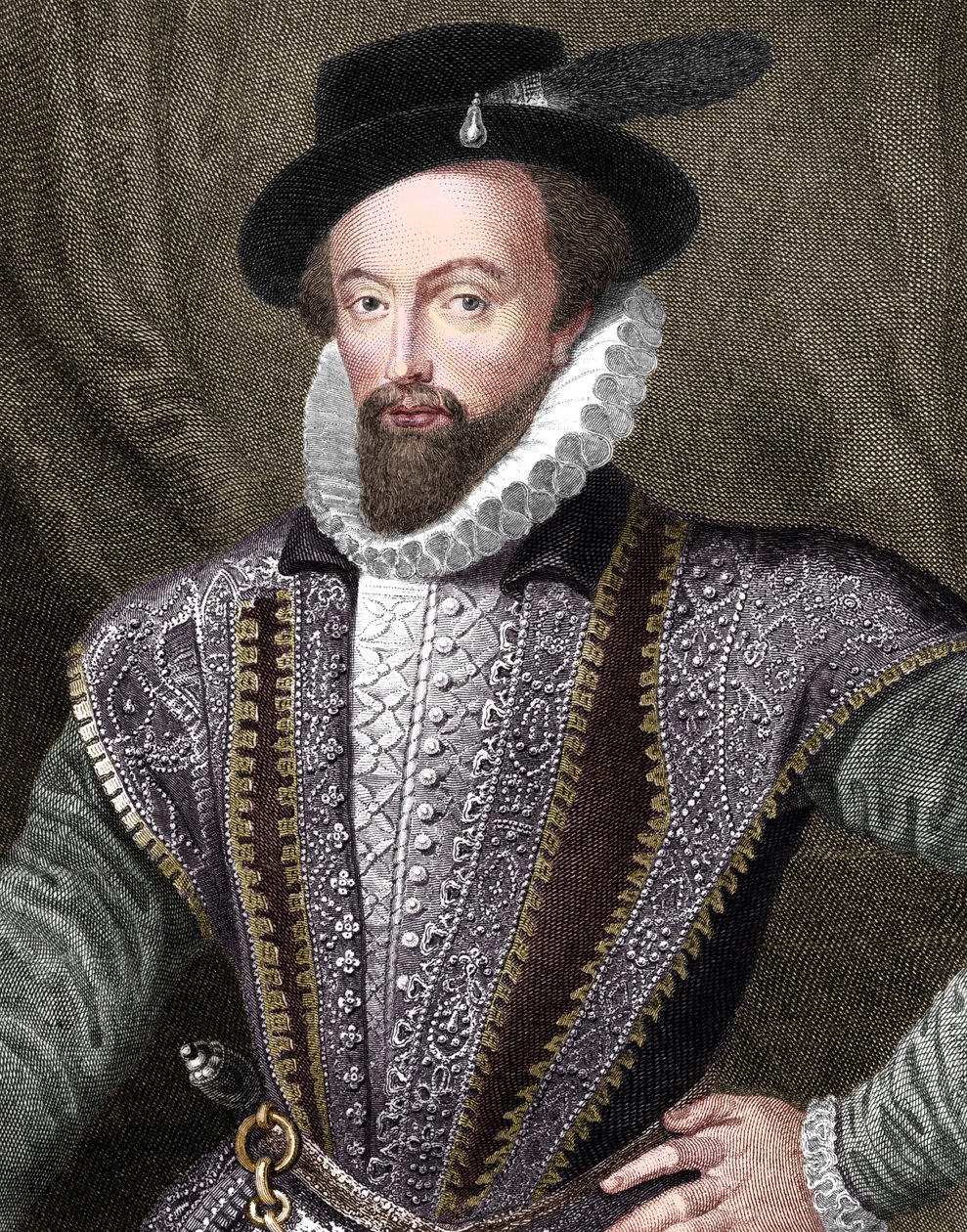 Sir Walter Raleigh, escritor, poeta, cortesano, aventurero y explorador inglés, 1821 de J Fitler