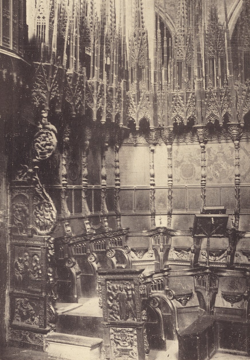 Sillería del coro de la Catedral de Barcelona (fotografía en blanco y negro) de J. Furnells