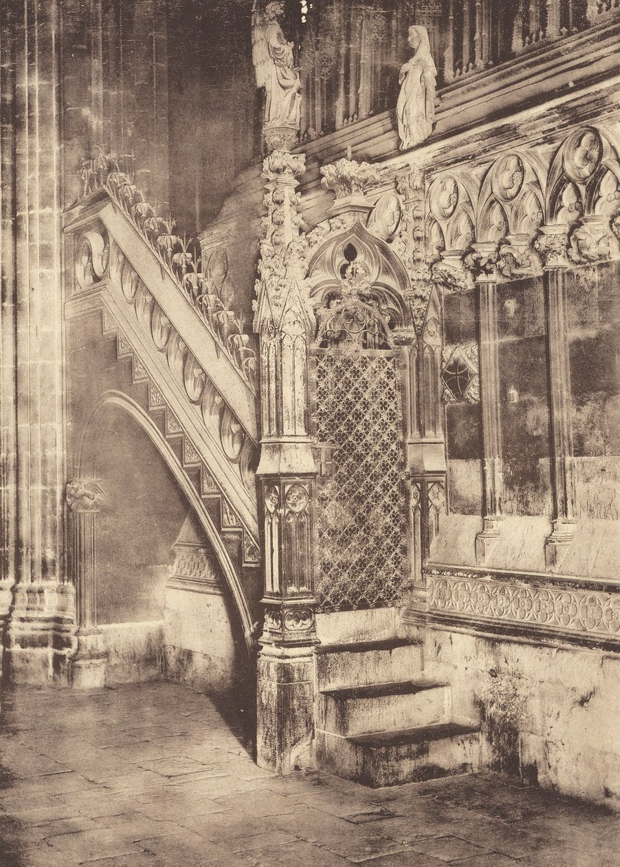 Escalera del púlpito, Catedral de Barcelona (foto b/n) de J. Furnells