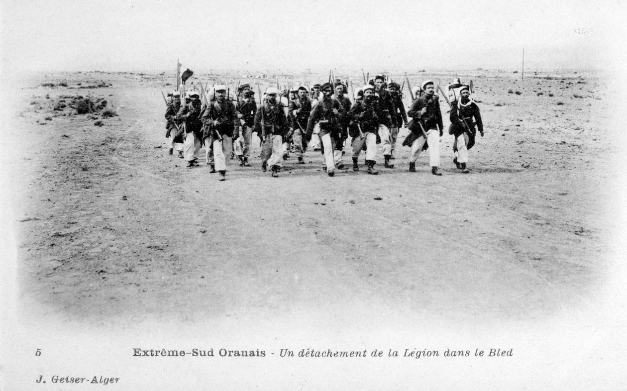 Un destacamento de la Legión Extranjera Francesa en el desierto del Sahara, Argelia, c1905 de J. Geiser