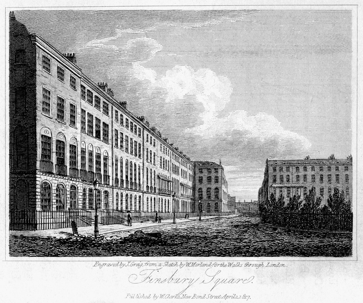 Plaza Finsbury, Londres, 1817 de J. Greig