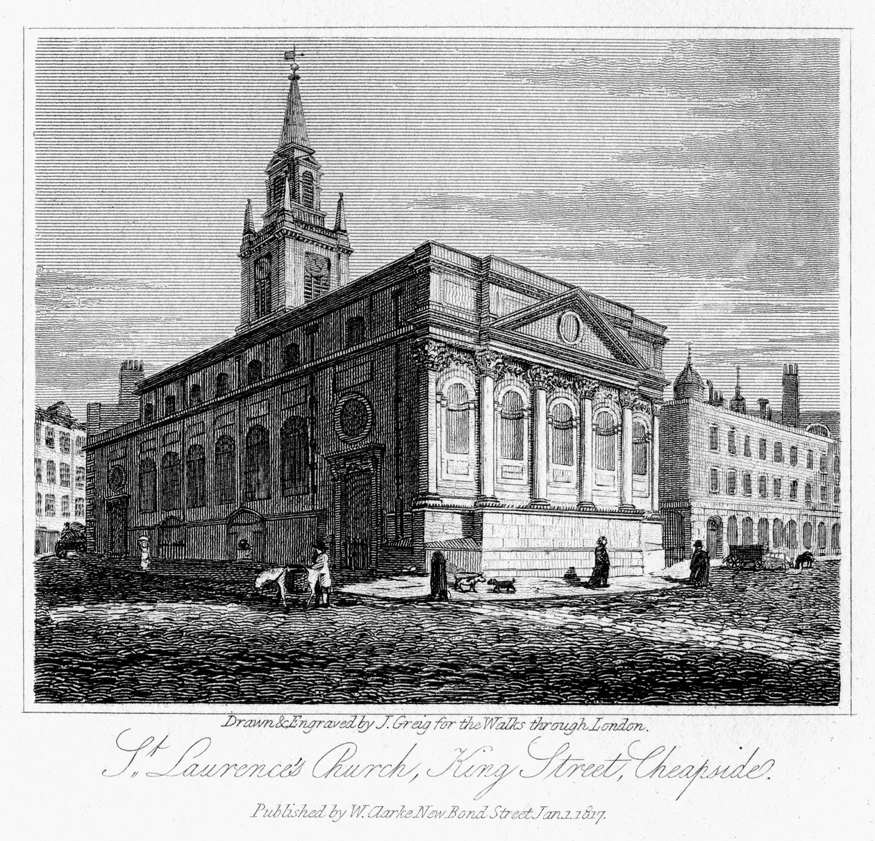 Iglesia de San Lorenzo, King Street, Cheapside, Ciudad de Londres de J. Greig