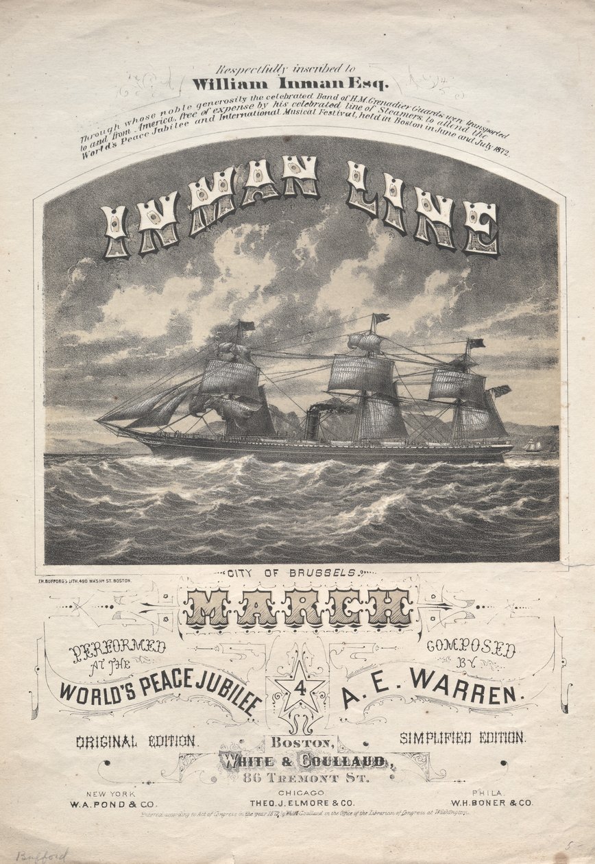 Marcha de la Línea Inman, 1872 de J. H. Bufford