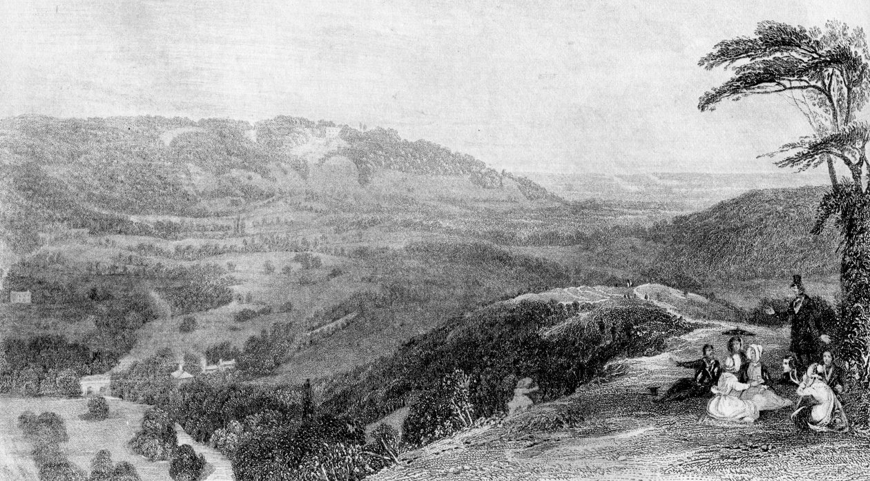 Vista desde Box Hill, mirando hacia Norbury, Surrey, siglo XIX de J. H. Kernot