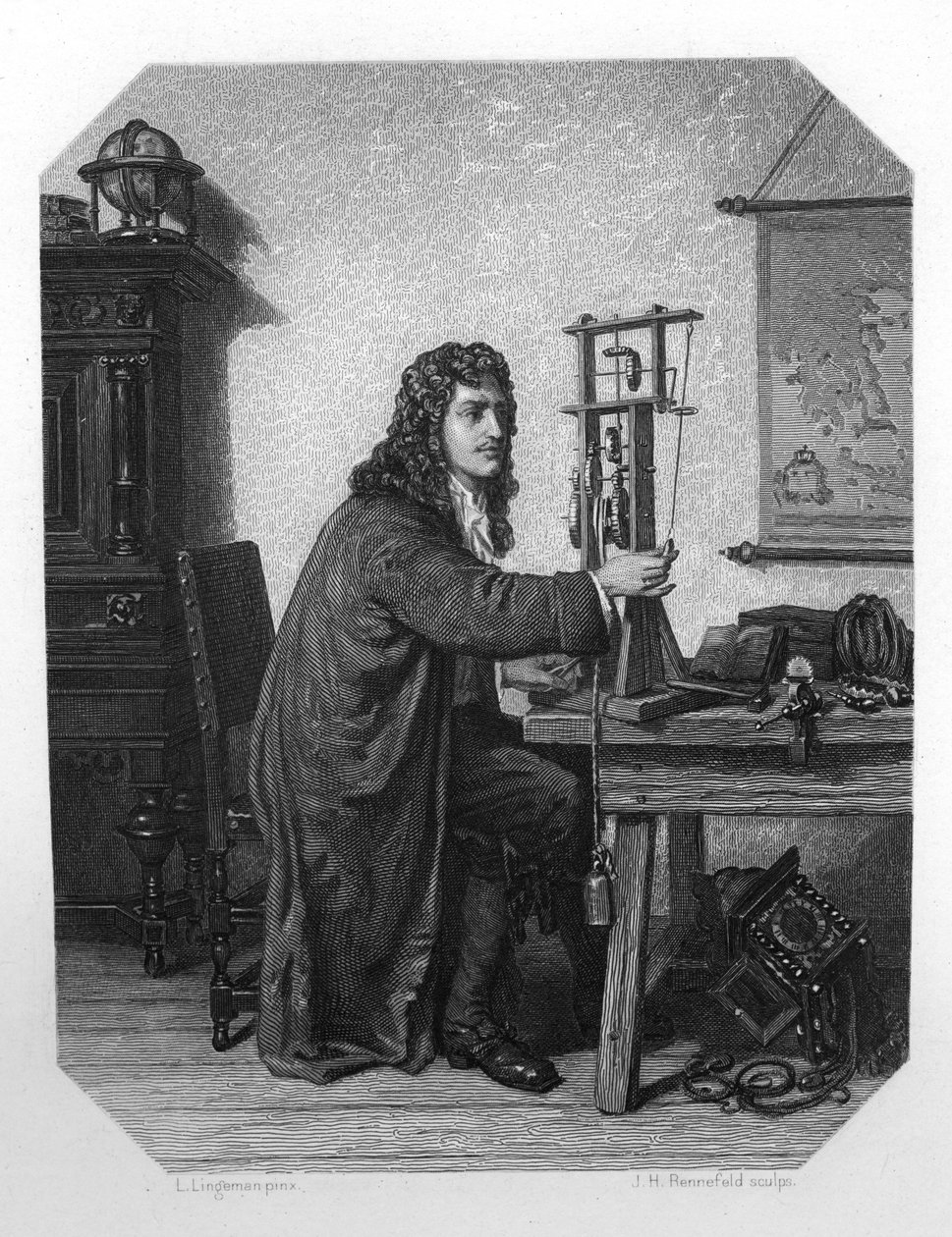 Christiaan Huygens, matemático, astrónomo y físico holandés del siglo XVII, c. 1870 de J. H. Rennefeld