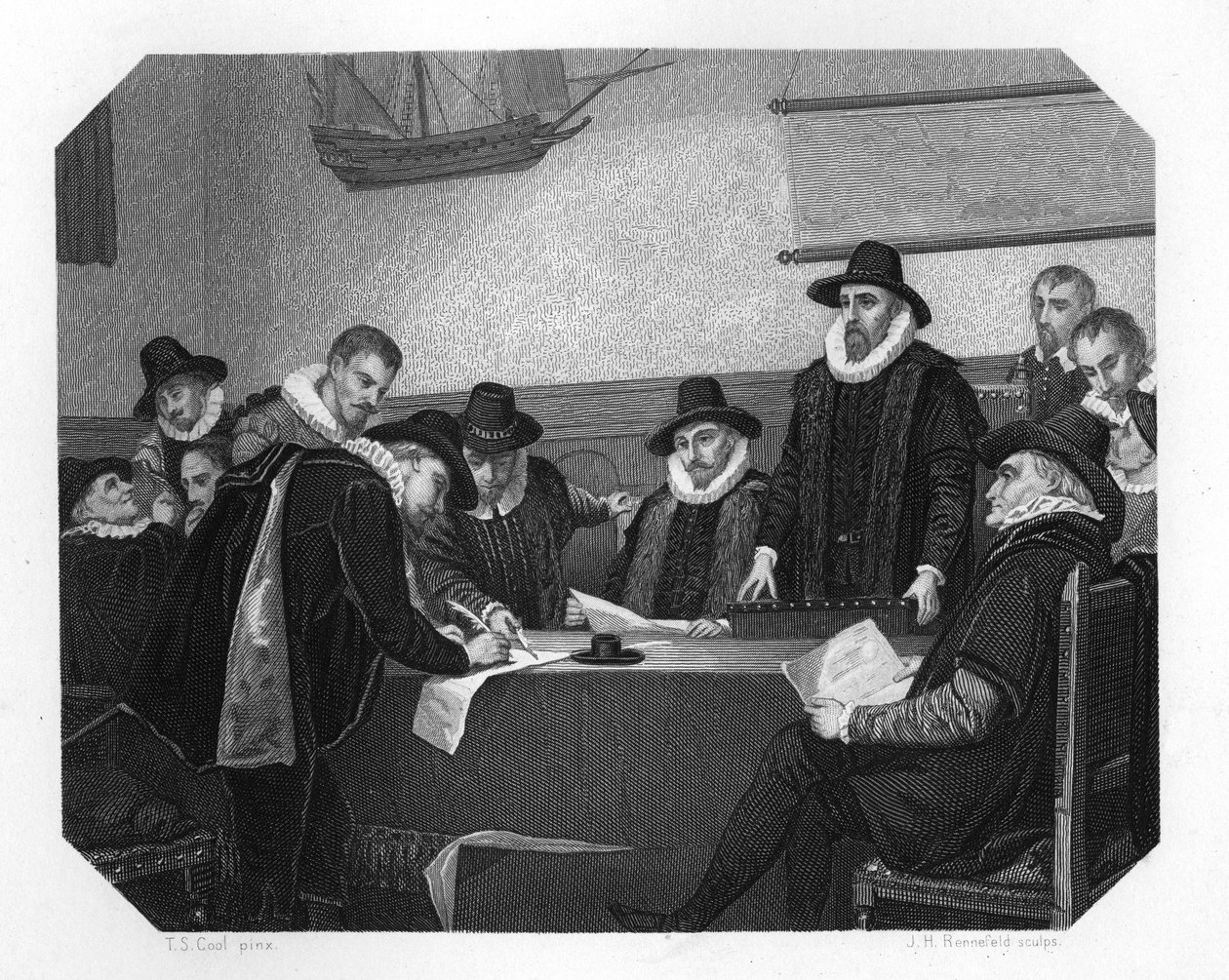 Formación de la Compañía Holandesa de las Indias Orientales, 1602, c. 1870 de J. H. Rennefeld