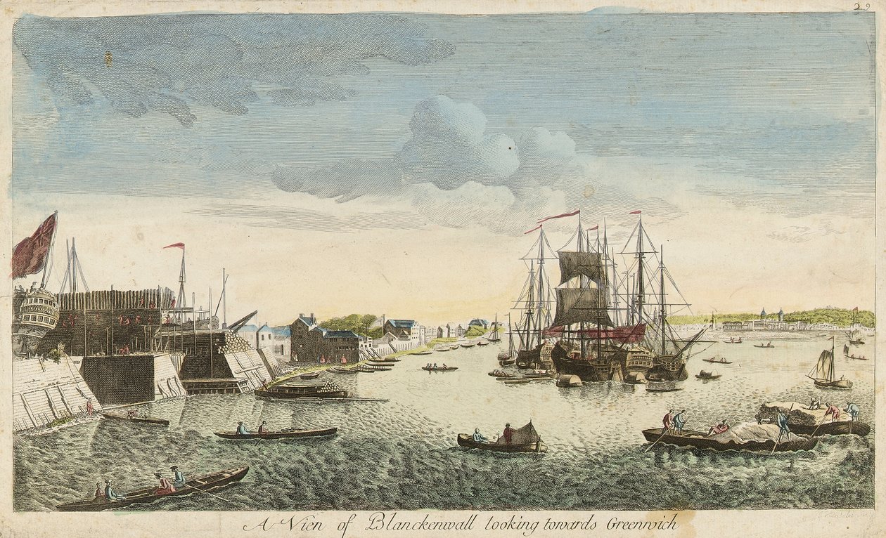 Vista de Blackwall mirando hacia Greenwich de J. Heudelot
