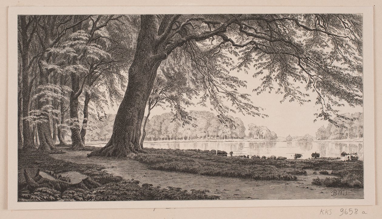 Tarde de primavera en el lago Fuglesang en Dyrehaven de J. Hildebrand
