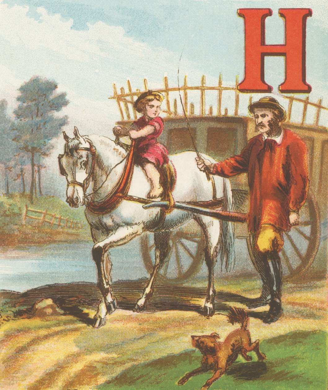 H: H es el Caballo, tan liso y tan fuerte; Él arrastra el carro de heno al prado a lo largo de de J. Howard