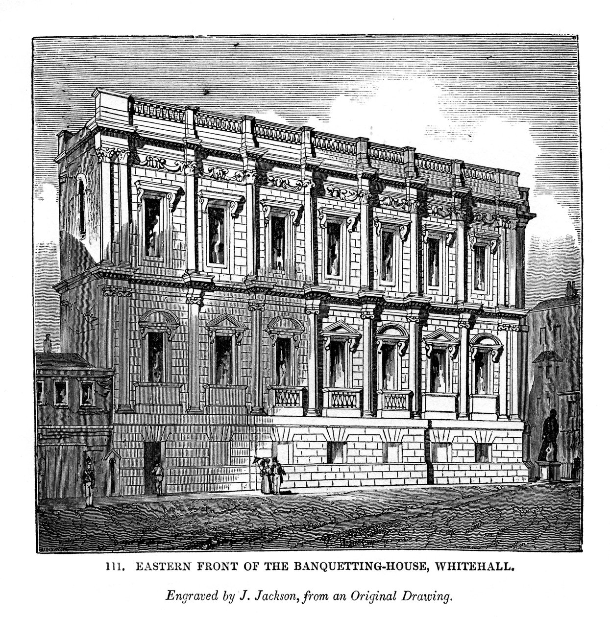 Frente oriental de la casa de banquetes, Whitehall, 1843 de J. Jackson