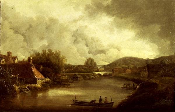 Vista del ferry de Pool y el puente del obispo, Norwich de J. and Ladbrooke R. (attr.) Crome