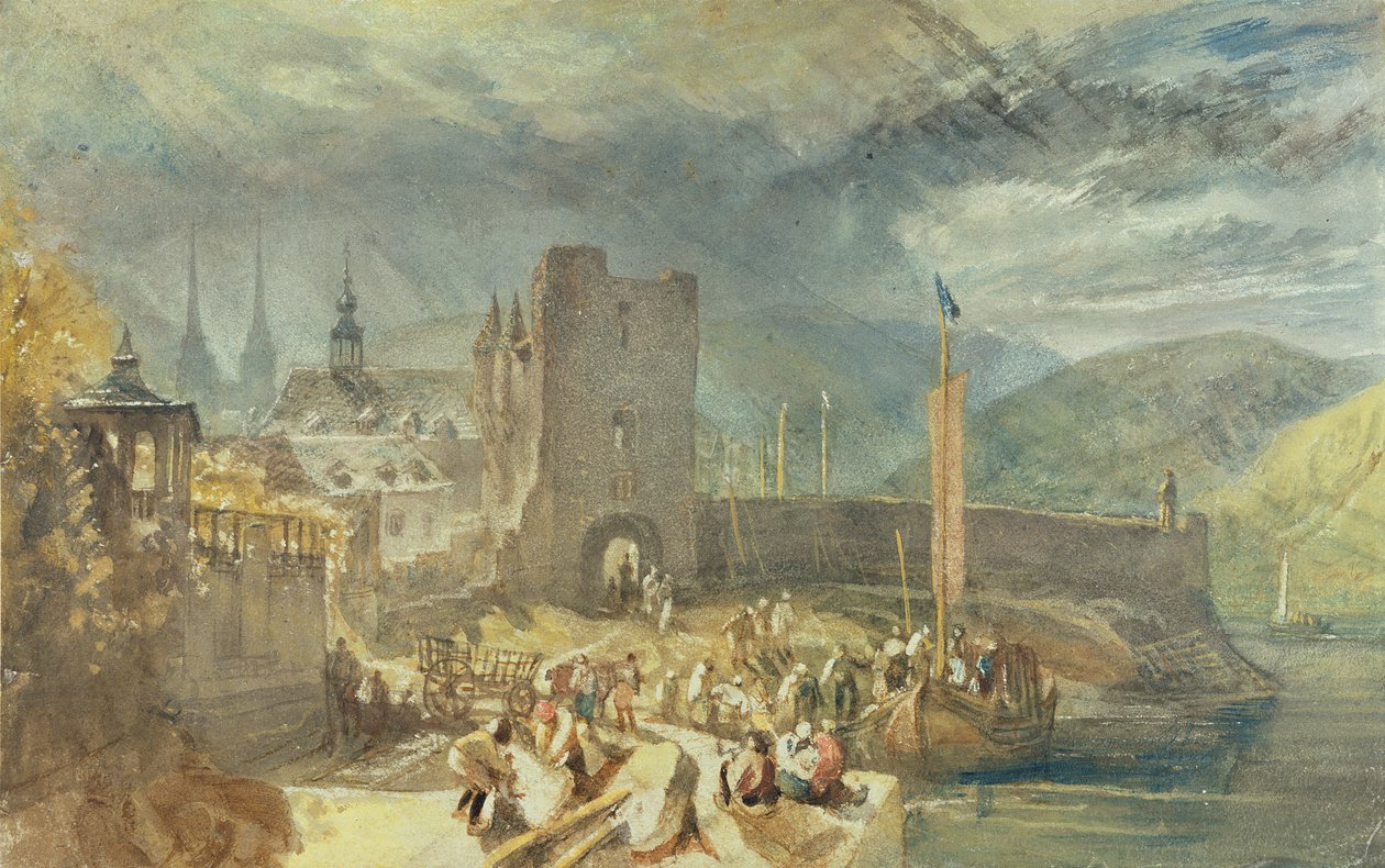 Una Vista de Boppard, con Figuras en la Orilla del Río de J. M. W. and Wyatt James Turner