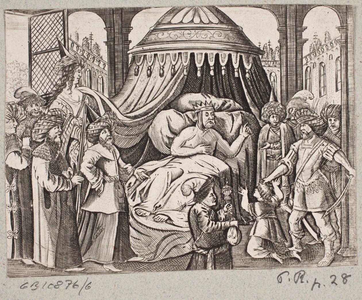 Ilustración de Adam Olearius, “Persianischer Rosenthal von einem Sinnreichen Poeten Schich Saadi […]”, Schleswig 1660 de J. Muller