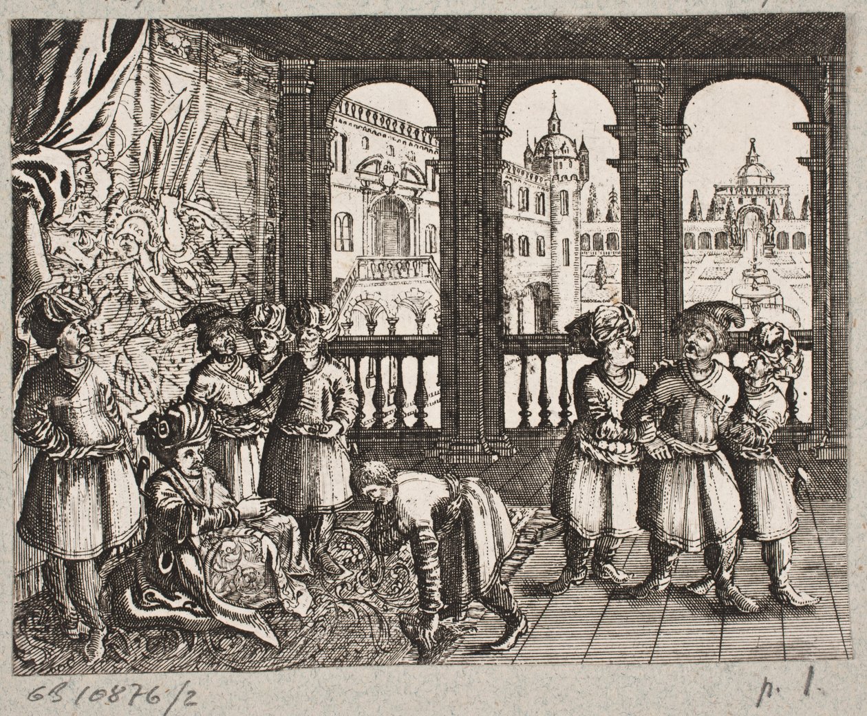 Ilustración para Adam Olearius, “Persianischer Rosenthal von einem Sinnreichen Poeten Schich Saadi [...]”, Schleswig 1660 de J. Muller