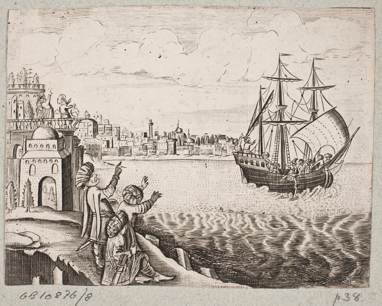 Ilustración para Adam Olearius, "Persianischer Rosenthal von einem Sinnreichen Poeten Schich Saadi [...]", Schleswig 1660 de J. Muller