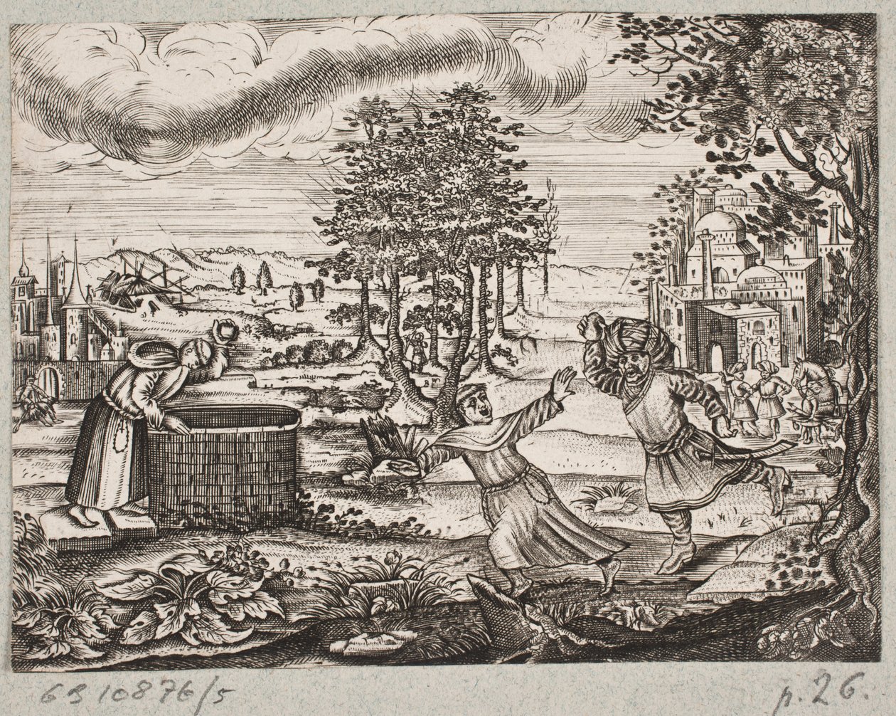 Ilustración para Adam Olearius, “Persianischer Rosenthal von einem Sinnreichen Poeten Schich Saadi [...]”, Schleswig 1660 de J. Muller