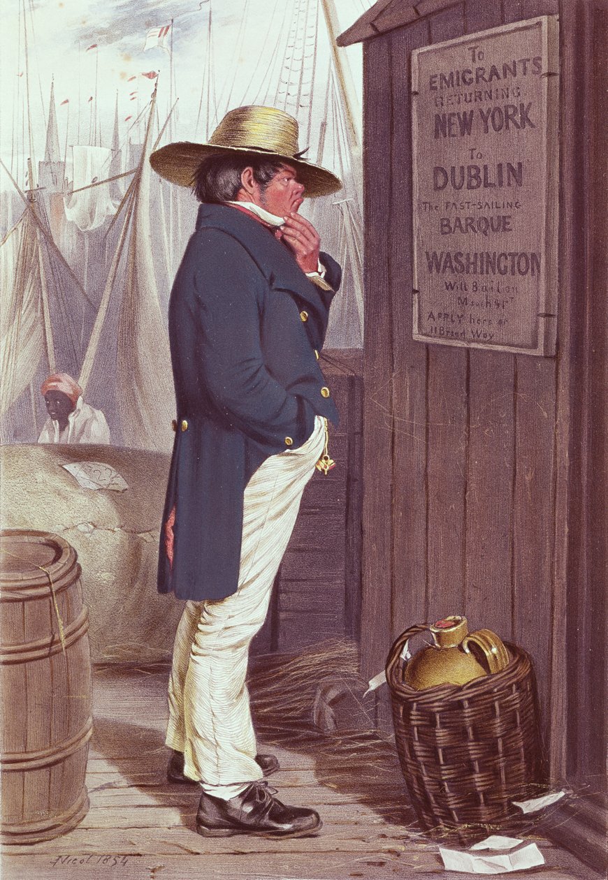 De vuelta a casa, El muelle de Nueva York, grabado por T.H. Maguire, 1854 de J Nicol