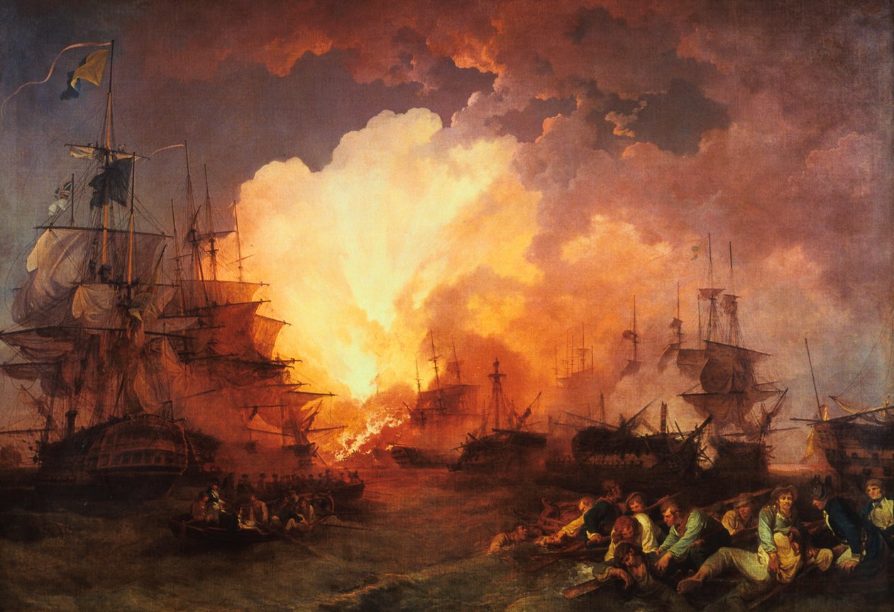 La batalla del Nilo, agosto de 1798, 1800 de J Philippe de Loutherbough