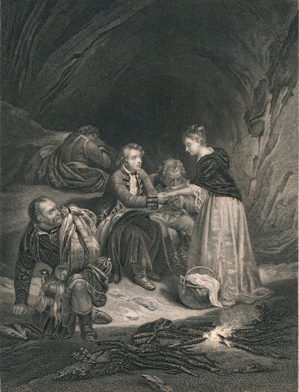 Chas. Edward El Pretendiente y Flora Macdonald, mediados del siglo XIX de J. Rogers