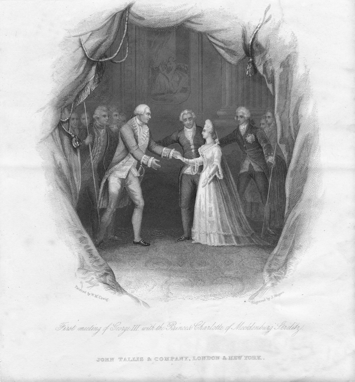 Primer encuentro de Jorge III con la Princesa Carlota, 1761, mediados del siglo XIX de J. Rogers