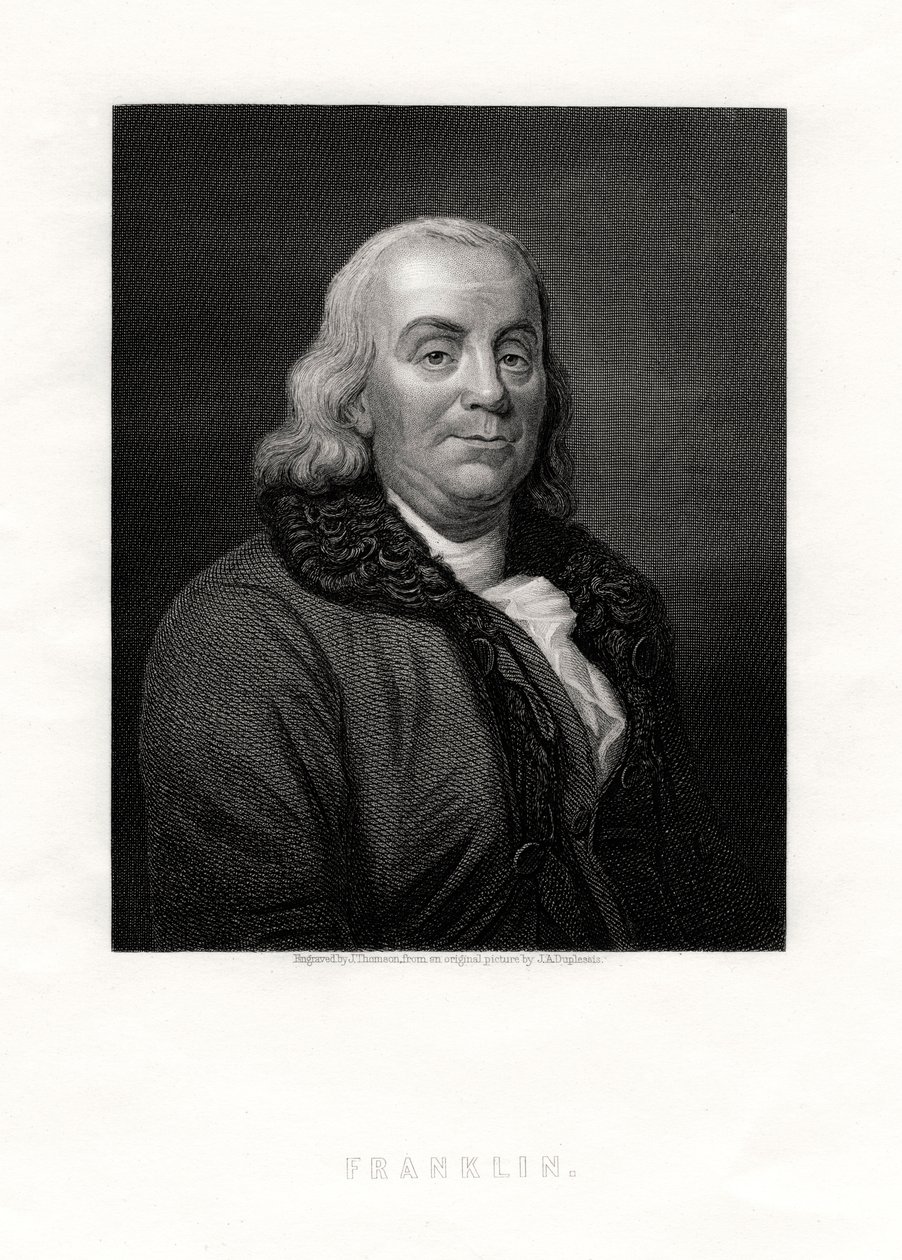 Benjamin Franklin, figura política y estadista de los Estados Unidos de J. Thomson