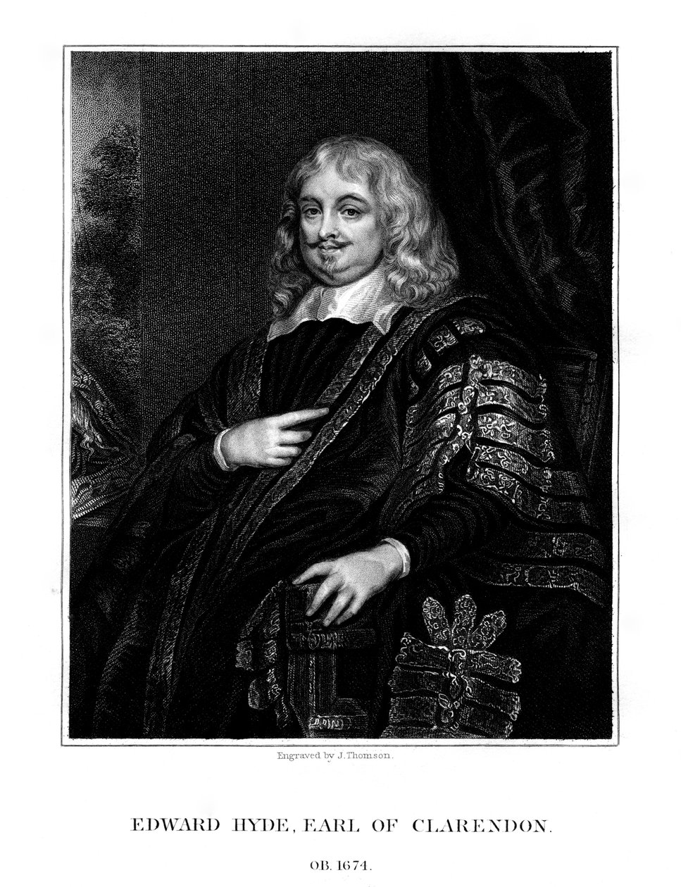 Edward Hyde, 1er Conde de Clarendon, historiador y estadista inglés, 1824 de J. Thomson