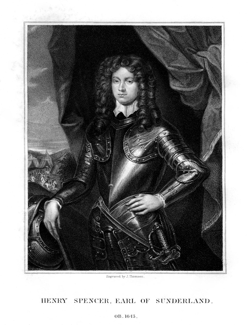 Henry Spencer, primer conde de Sunderland, soldado inglés, 1823 de J. Thomson
