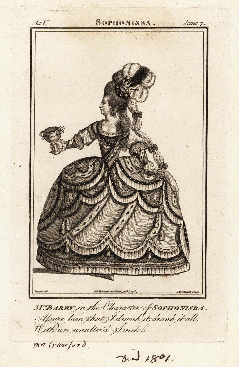 La señora Ann Barry en el personaje de Sophonisba en Sophonisba de James Thomsons de J. Thornthwaite