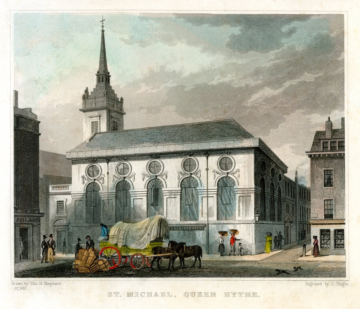 Iglesia de San Miguel Queenhithe, Ciudad de Londres, 1831 de J. Tingle