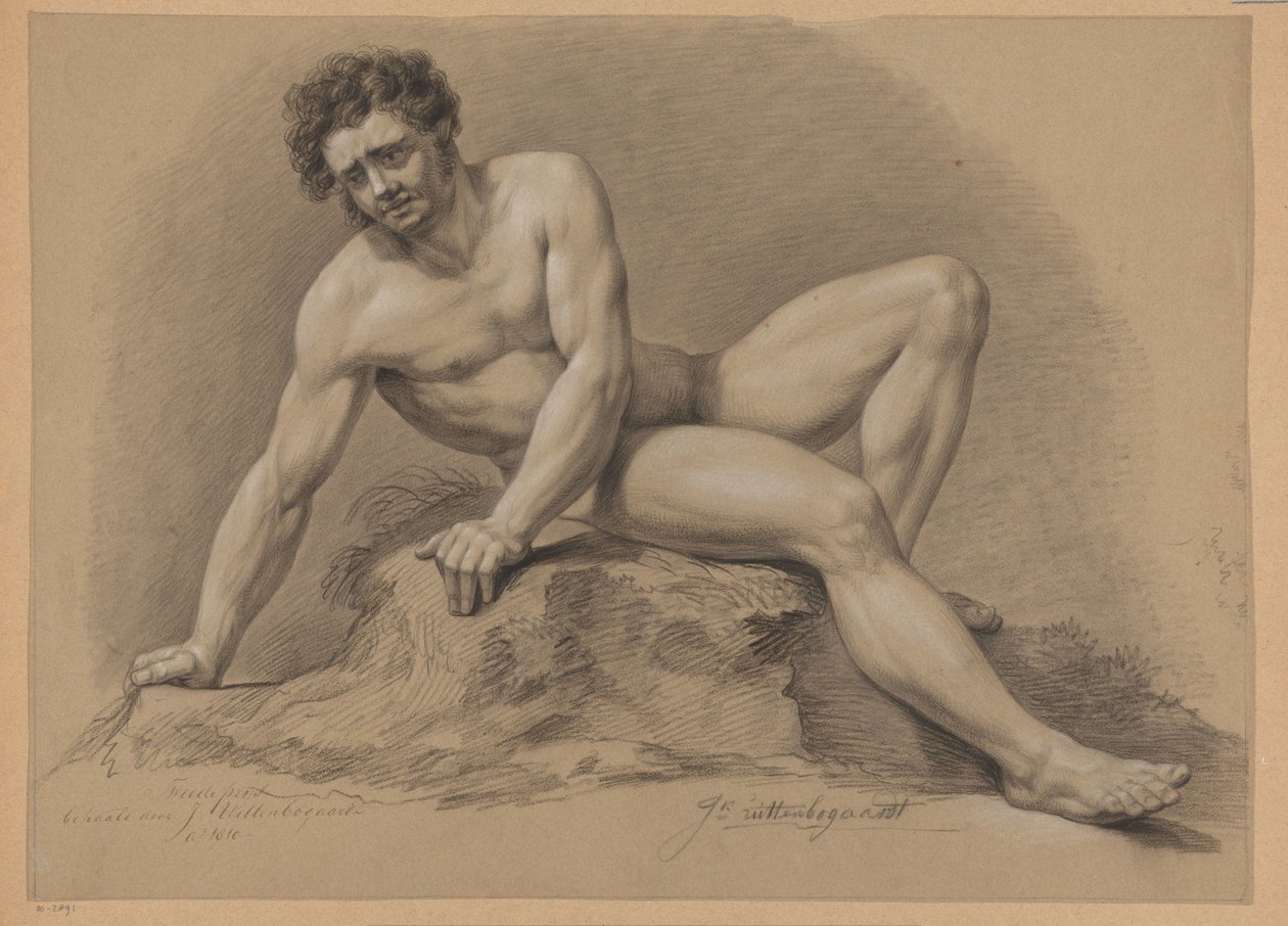 Desnudo masculino sentado, visto de frente (2º premio 1810) de J. Uittenbogaardt